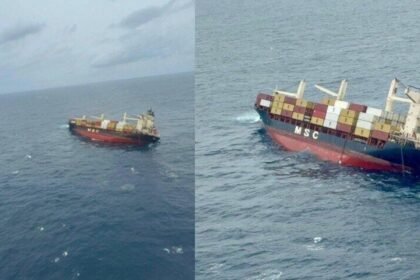 Terrifying moment! Container Ship Tilts Sharply While Traveling From Vizhinjam to Kochi, 21 Rescured | VIDEO